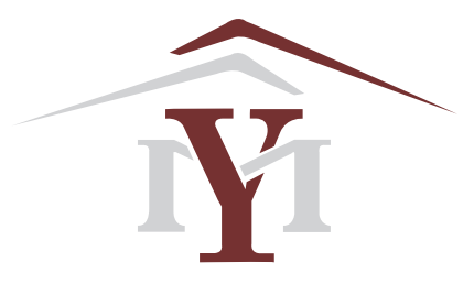 Logo Yannick Ménard, initiales YM sous deux toitures